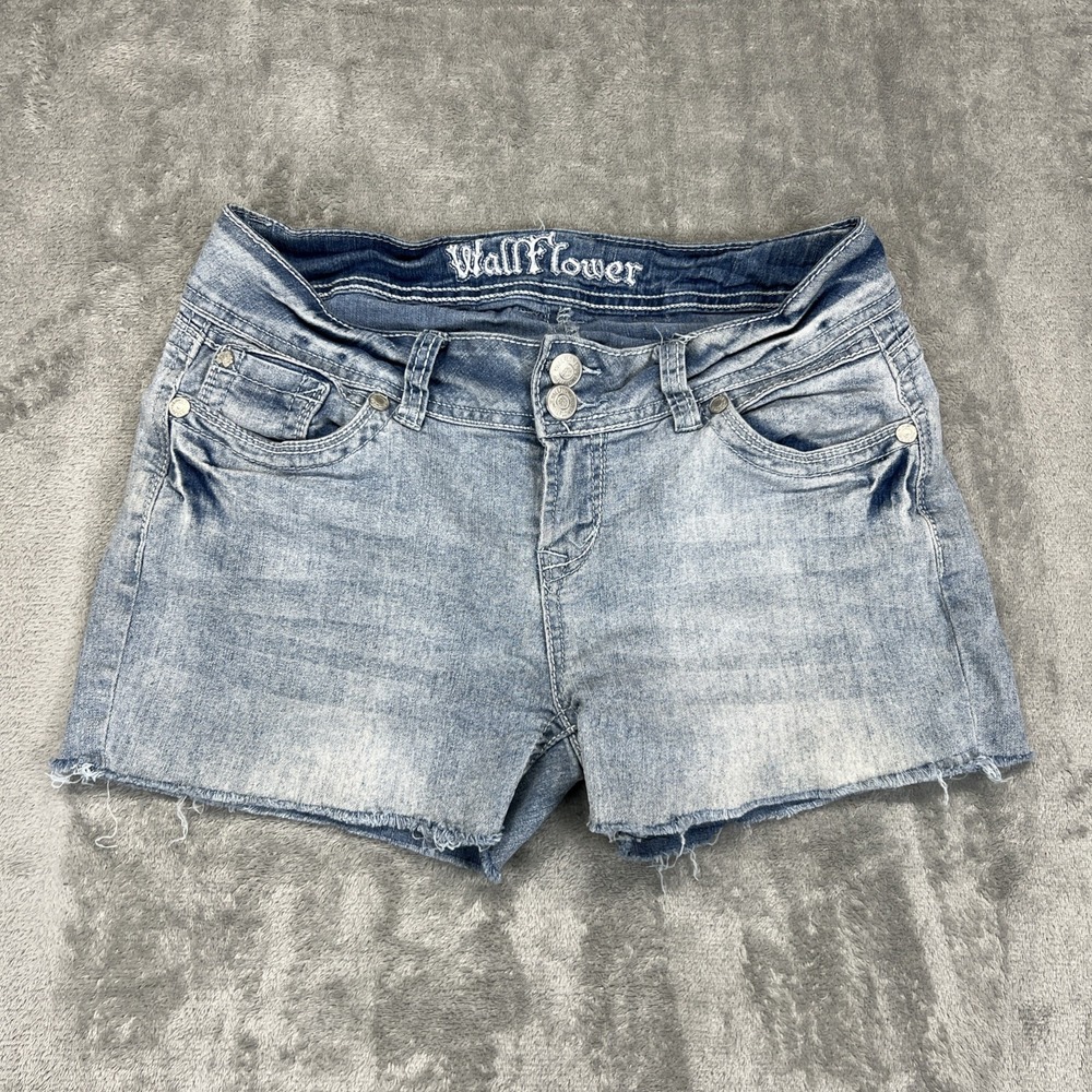 Wallflower Size 5 Women's Short Shorts Blue‎ Denim Distressed